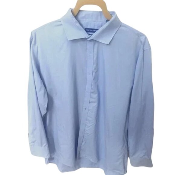 Vince Camuto Men's Shirt 17.5 32/33 Slim Fit Long Sleeve Blue Button Down Cotton - Picture 4 of 4